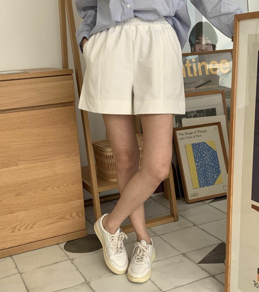イージーコットンショートパンツ・p004342 レディース 【pt】パンツ ロング丈 単色 無地 シンプル ベーシック イージー コットン 綿 ショート丈 ウエストゴム 春 夏 カジュアル ラフ 綿 コットン 楽ちん 大人 韓国ファッション MKT