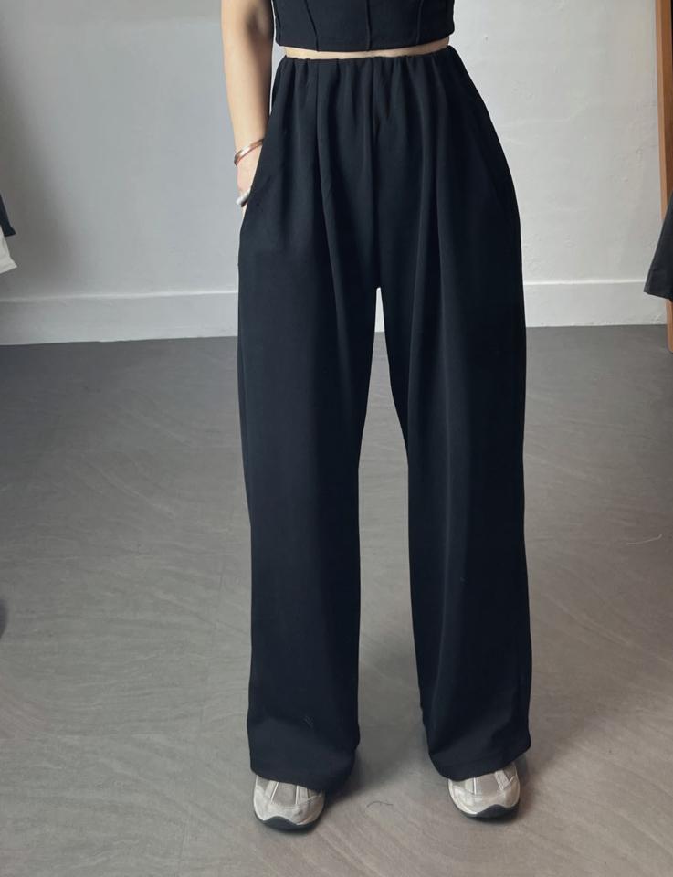 テンセル混タックスウェットパンツ・p004327 レディース 【pt】パンツ ロング丈 単色 無地 シンプル ベーシック タック スウェット トレーナー テンセル混 春 夏 秋 カジュアル ラフ ゆったり 楽ちん ウエストゴム 韓国ファッション MKT