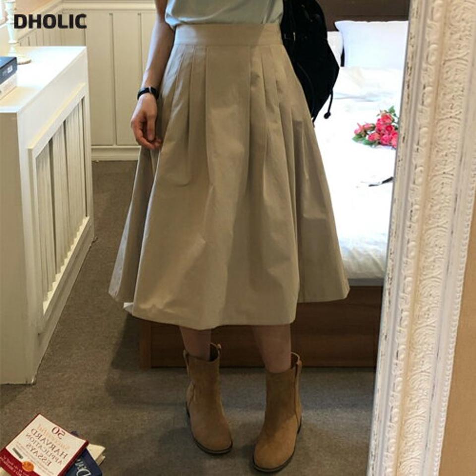 【マラソン特価】リネン混タックフレアミディスカート・p003825 レディース 【sk】スカート ロング丈 単色 無地 シンプル ベーシック タック フレア Aライン ミディ丈 リネン混 春 夏 かわいい 可愛い 大人 端正 オフィスカジュアル 韓国ファッション MKT セール