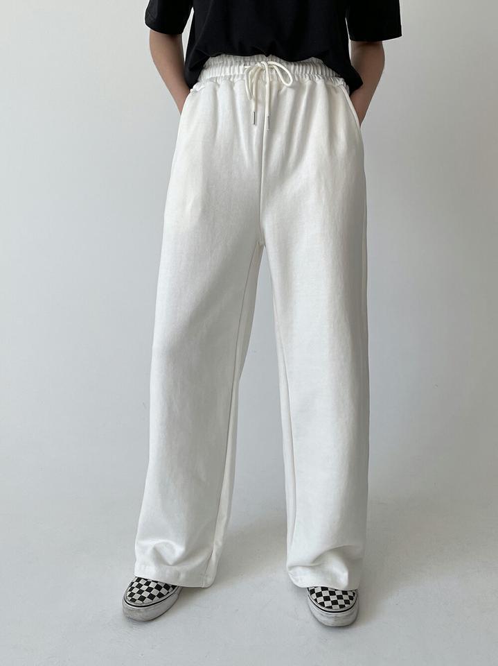 ドロストスウェットワイドパンツ・p004366 レディース 【pt】パンツ ロング丈 単色 無地 シンプル ベーシック カジュアル ラフ ドロスト スウェット トレーナー ウエストゴム 春 夏 秋 冬 カジュアル ラフ 韓国ファッション MKT