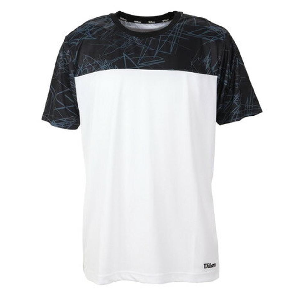 ウイルソン(Wilson)(メンズ)テニスウェア 配色切替 プラクティス Tシャツ 紫外線遮蔽率90%以上 UVカット 紫外線対策 吸水速乾 413201-WT