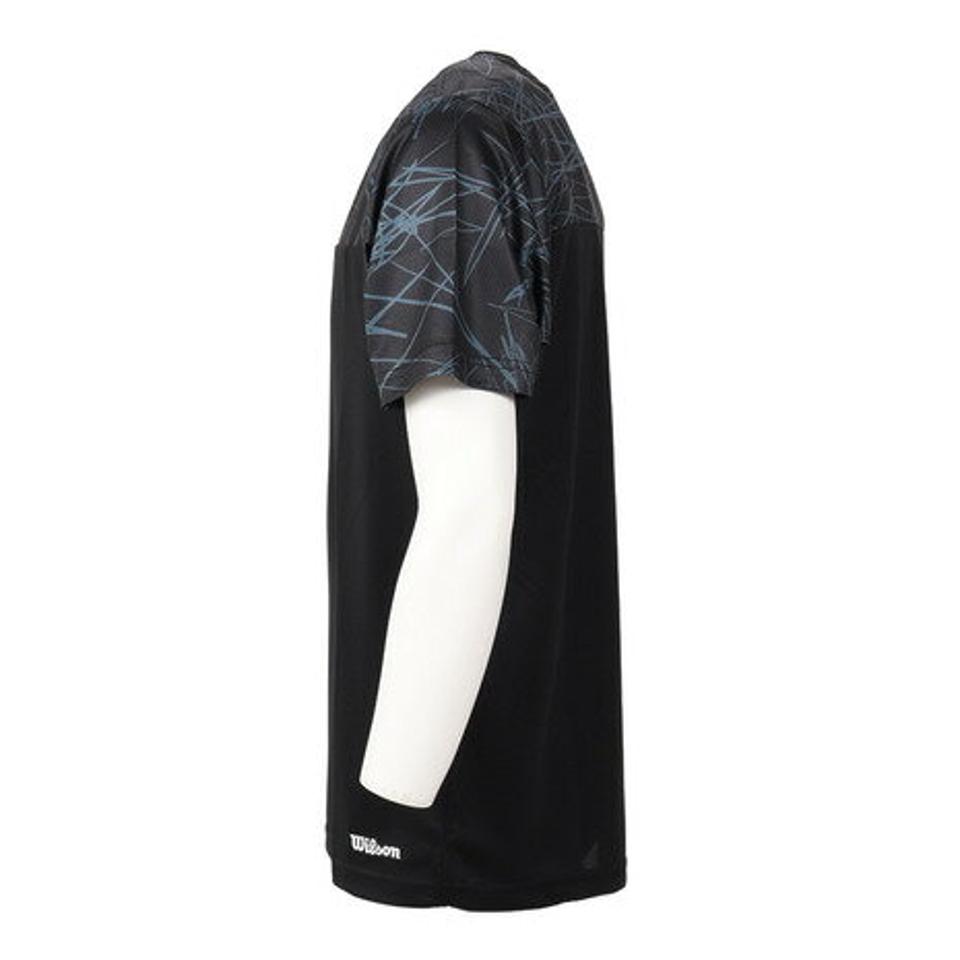 【10%OFFクーポン対象!8/31まで】ウイルソン(Wilson)(メンズ)テニスウェア 配色切替 プラクティス Tシャツ 紫外線遮蔽率90%以上 UVカット 紫外線対策 吸水速乾 413201-BK