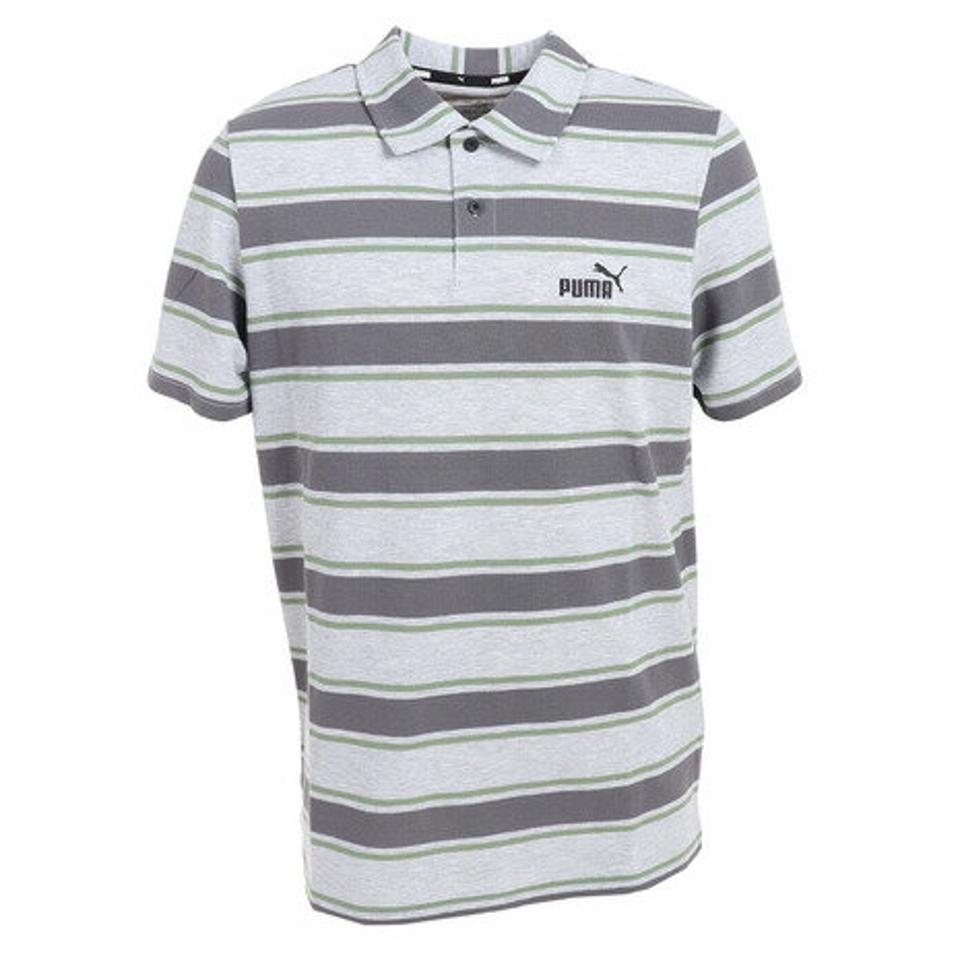 プーマ（PUMA）（メンズ）半袖ポロシャツ メンズ PPC ストライプ 674907 04 LGRY