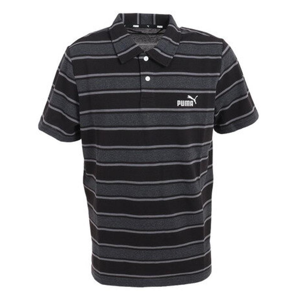 プーマ（PUMA）（メンズ）半袖ポロシャツ メンズ PPC ストライプ 674907 01 BLK