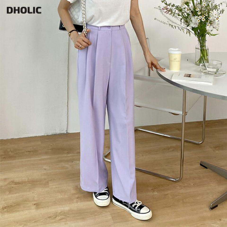 イージータックスラックス・t01032 レディース 【pt】 韓国ファッション ボトムス パンツ スラックス ロング丈 フルレングス ハイウエスト イージー バックウエストゴム タック ワイド 無地 パステル シンプル モード 春 夏 カジュアル