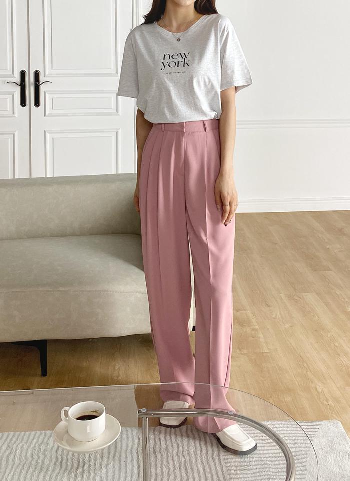 ツータックワイドスラックス・t01041 レディース 【pt】 韓国ファッション ボトムス パンツ スラックス ロング丈 フルレングス ハイウエスト ツータック ワイド ルーズフィット 無地 パステル シンプル 大人 モード 春 夏 カジュアル