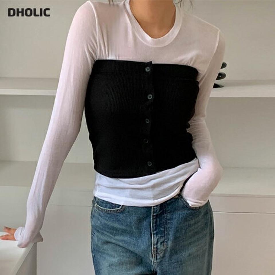 クロップドボタンチューブトップ・p004404 レディース 【tops】 韓国ファッション トップス チューブトップ クロップド ノースリーブ フロントボタン スリムフィット タイト 細身 レーヨン昆 無地 シンプル ストリート 春 夏 カジュアル MKT