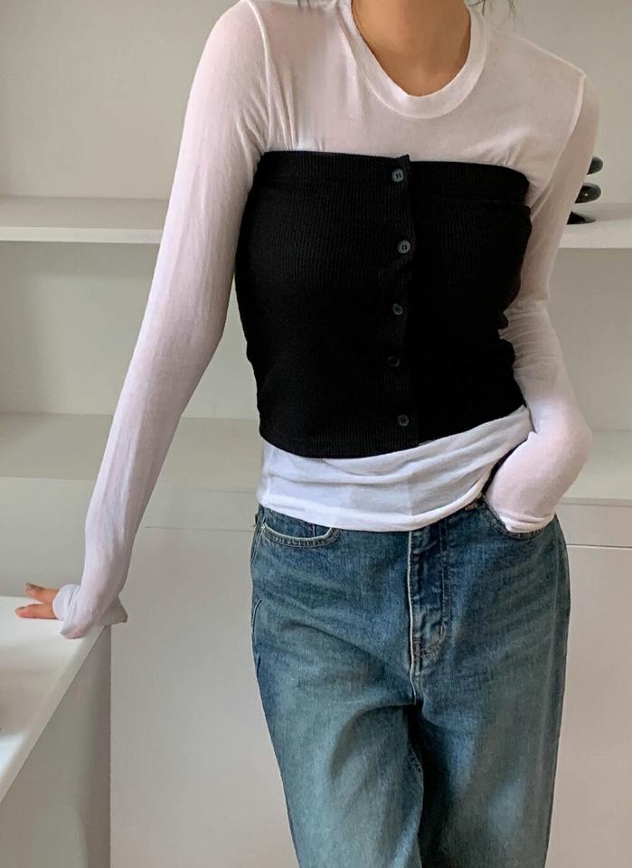 クロップドボタンチューブトップ・p004404 レディース 【tops】 韓国ファッション トップス チューブトップ クロップド ノースリーブ フロントボタン スリムフィット タイト 細身 レーヨン昆 無地 シンプル ストリート 春 夏 カジュアル MKT