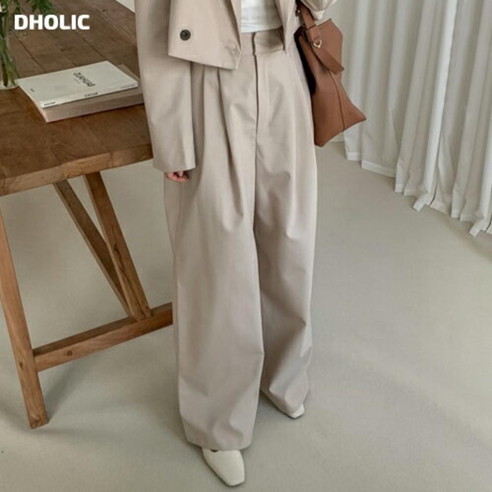 ツータックワイドスラックス・p004357 レディース 【pt】 韓国ファッション ボトムス パンツ スラックス ロング丈 フルレングス ハイウエスト ツータック ワイド ルーズ 無地 オフィスカジュアル ストリート 春 夏 カジュアル MKT