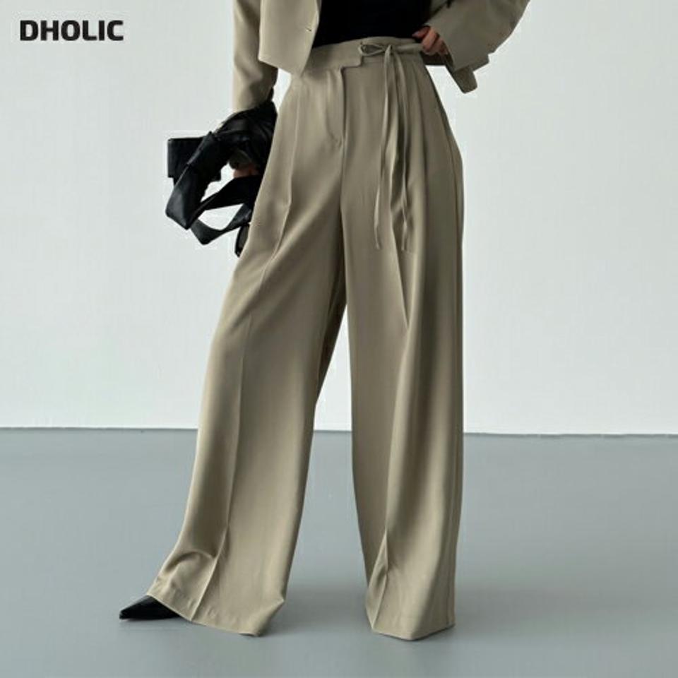 サイドリボンワイドスラックス・p004265 レディース 【pt】 韓国ファッション ボトムス パンツ スラックス ロング丈 フルレングス ハイウエスト サイドリボン ワイド 無地 ゆったり ユニーク 大人 上品 春 夏 カジュアル MKT