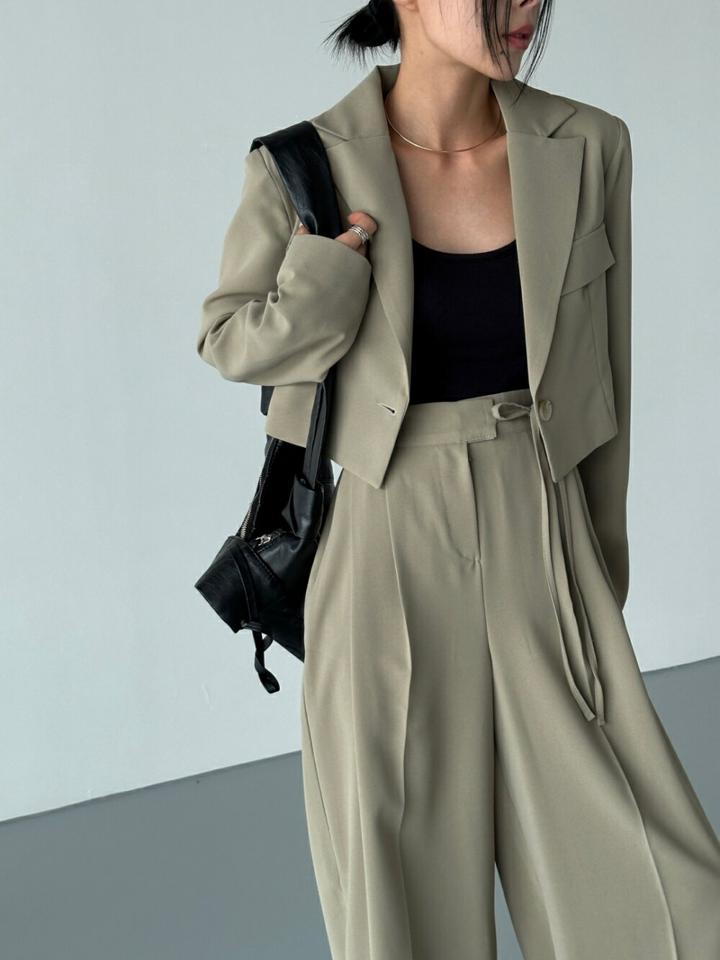 サイドリボンワイドスラックス・p004265 レディース 【pt】 韓国ファッション ボトムス パンツ スラックス ロング丈 フルレングス ハイウエスト サイドリボン ワイド 無地 ゆったり ユニーク 大人 上品 春 夏 カジュアル MKT