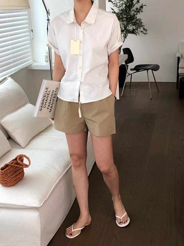 ドロストコットンショートパンツ・p004539 レディース 【pt】パンツ 単色 無地 シンプル ベーシック ドロスト コットン 綿 ショート丈 ショーパン 短パン 春 夏 カジュアル ラフ 楽ちん 韓国ファッション MKT