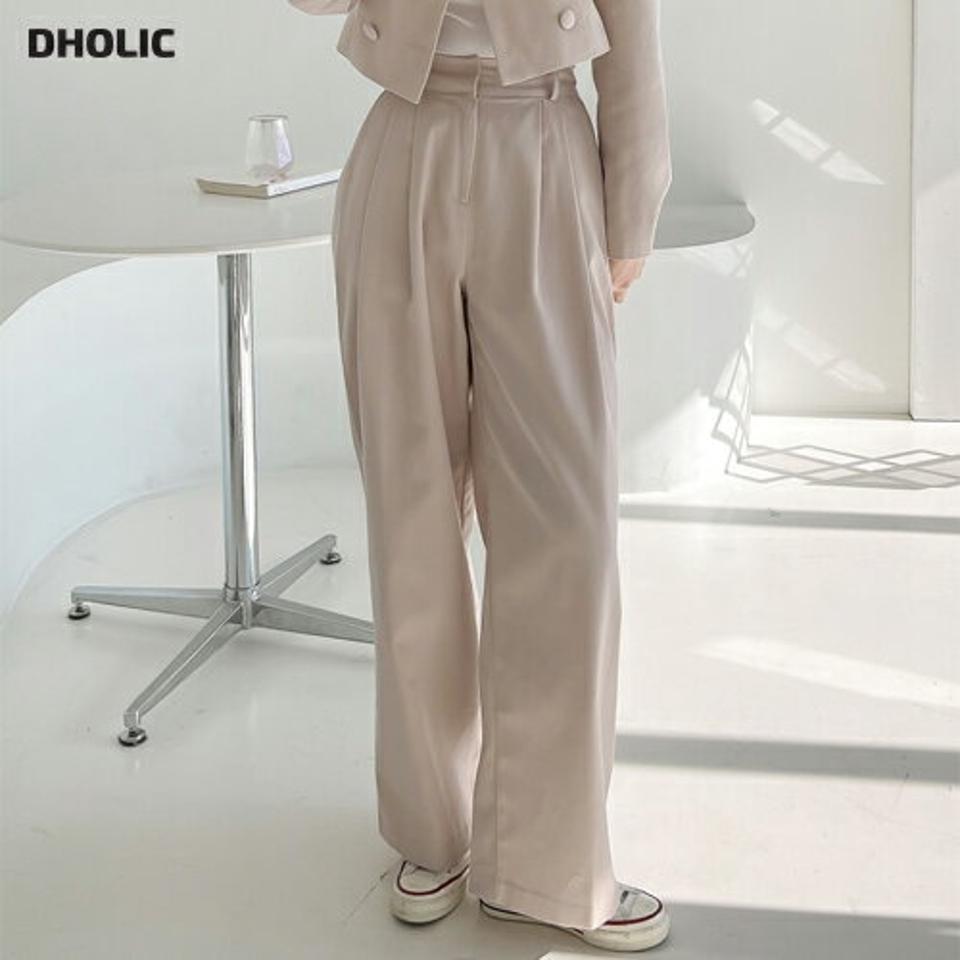 バックゴムタックワイドスラックス・p004393 レディース 【pt】パンツ ロング丈 単色 無地 シンプル ベーシック スラックス ワイド タック ハイウエスト かっこいい フルレングス 秋 冬 パステル スタイルアップ 韓国ファッション MKT