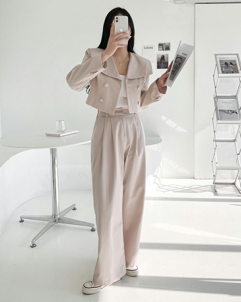 バックゴムタックワイドスラックス・p004393 レディース 【pt】パンツ ロング丈 単色 無地 シンプル ベーシック スラックス ワイド タック ハイウエスト かっこいい フルレングス 秋 冬 パステル スタイルアップ 韓国ファッション MKT