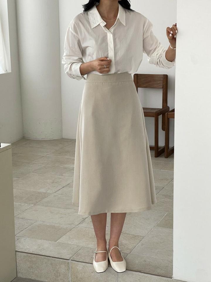 テンセル混バックゴムAラインスカート・p004375 レディース 【sk】スカート Aライン ロング丈 フレア 単色 無地 シンプル ベーシック テンセル混 ウエストゴム 春 夏 秋 オフィスカジュアル かわいい 上品 OL 大人 韓国ファッション MKT