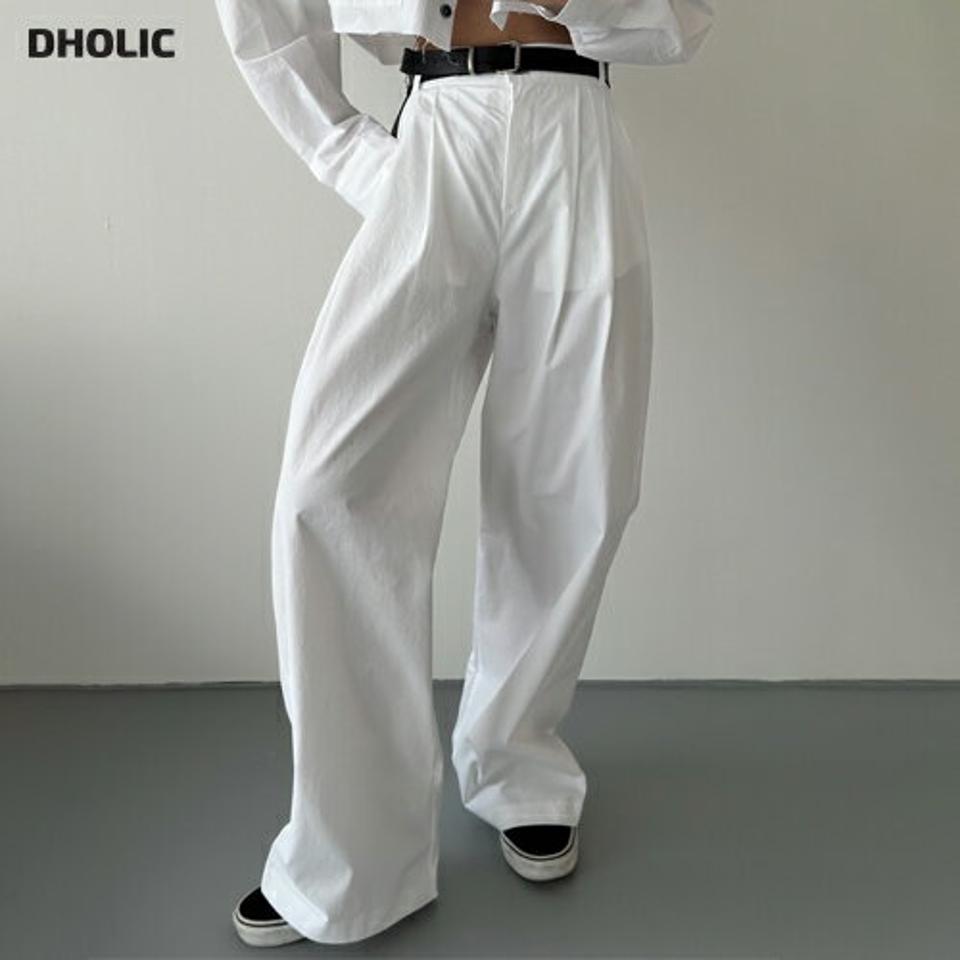 タックワイドロングパンツ・p004272 レディース 【pt】 韓国ファッション ボトムス パンツ ロング丈 ハイウエスト フルレングス タック ワイド ストレート ルーズ 無地 ストリート デイリー 大人 春 夏 カジュアル MKT