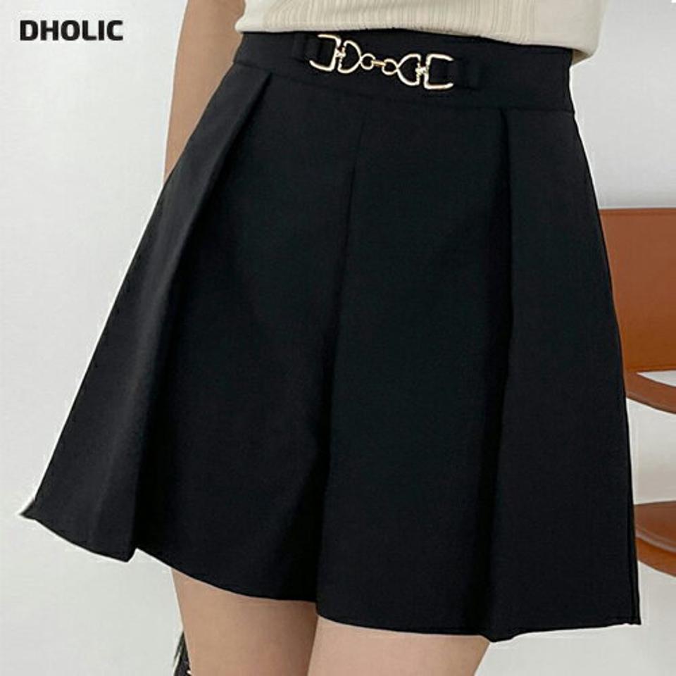 ビットイージーショートパンツ・00698 レディース 【pt】 韓国ファッション ボトムス パンツ ショート丈 ハイウエスト ビット イージー バックウエストゴム タック 台形 無地 モード 大人カジュアル お出かけ 春 夏 カジュアル