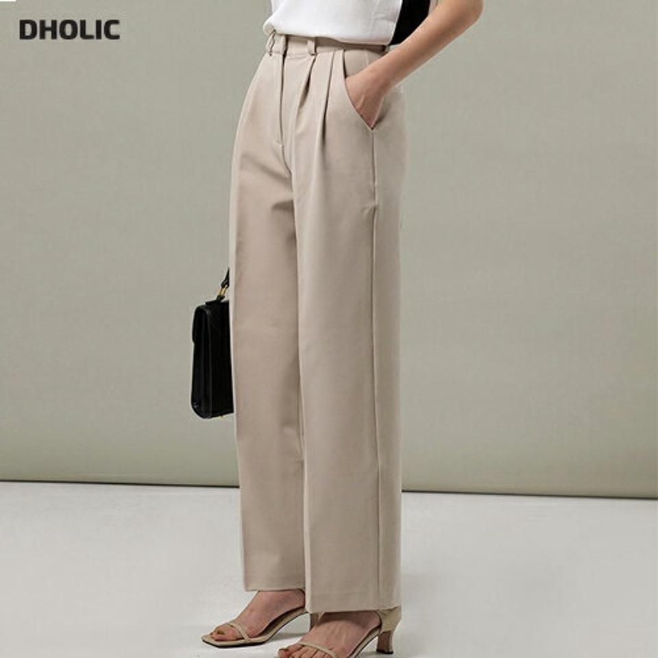 ツータックスラックス・t00699 レディース 【pt】 韓国ファッション ボトムス パンツ スラックス ロング丈 ハイウエスト ツータック ワイド ストレート コットン混 無地 オフィスカジュアル シンプル 大人 春 夏 カジュアル