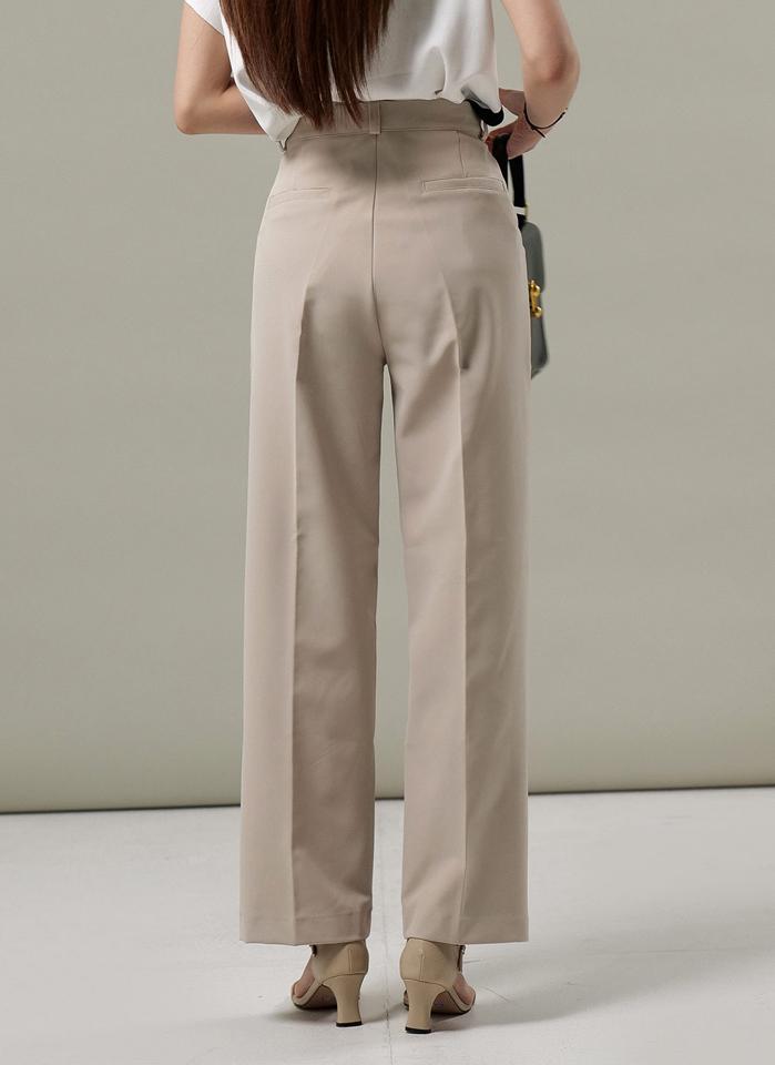 ツータックスラックス・t00699 レディース 【pt】 韓国ファッション ボトムス パンツ スラックス ロング丈 ハイウエスト ツータック ワイド ストレート コットン混 無地 オフィスカジュアル シンプル 大人 春 夏 カジュアル