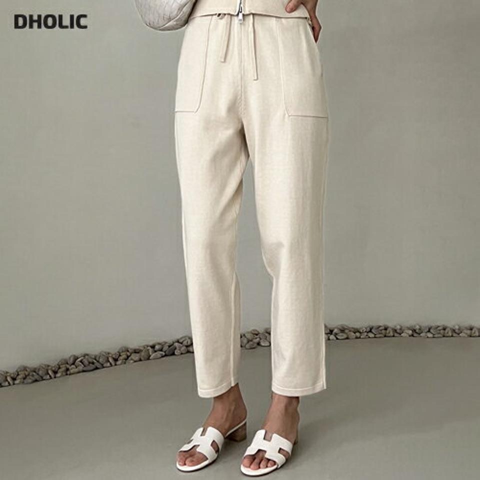 ドロストポケットニットパンツ・p004276 レディース 【pt】パンツ 単色 無地 シンプル ベーシック ドロスト ニット ニットパンツ 春 夏 秋 カジュアル ラフ 楽ちん 韓国ファッション MKT