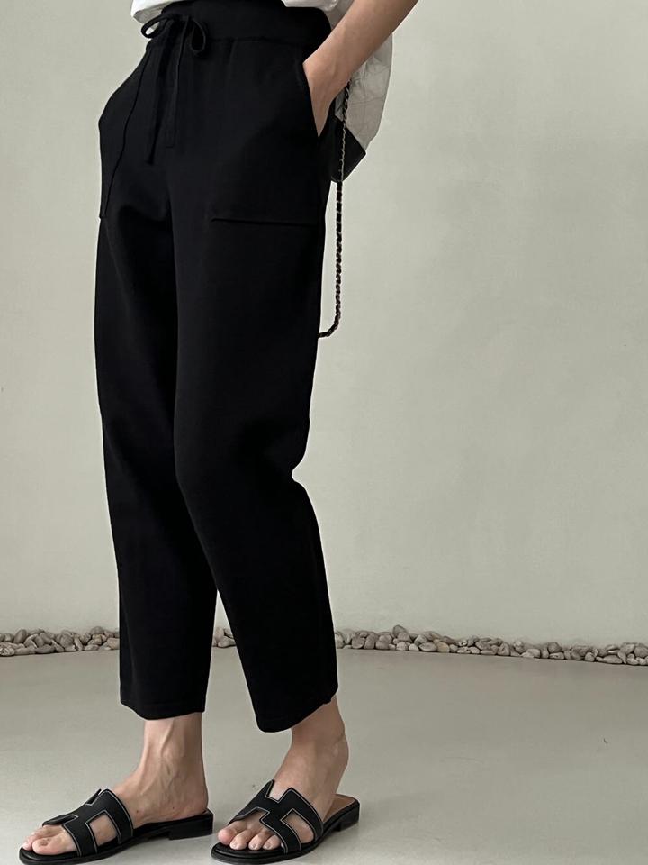 ドロストポケットニットパンツ・p004276 レディース 【pt】パンツ 単色 無地 シンプル ベーシック ドロスト ニット ニットパンツ 春 夏 秋 カジュアル ラフ 楽ちん 韓国ファッション MKT