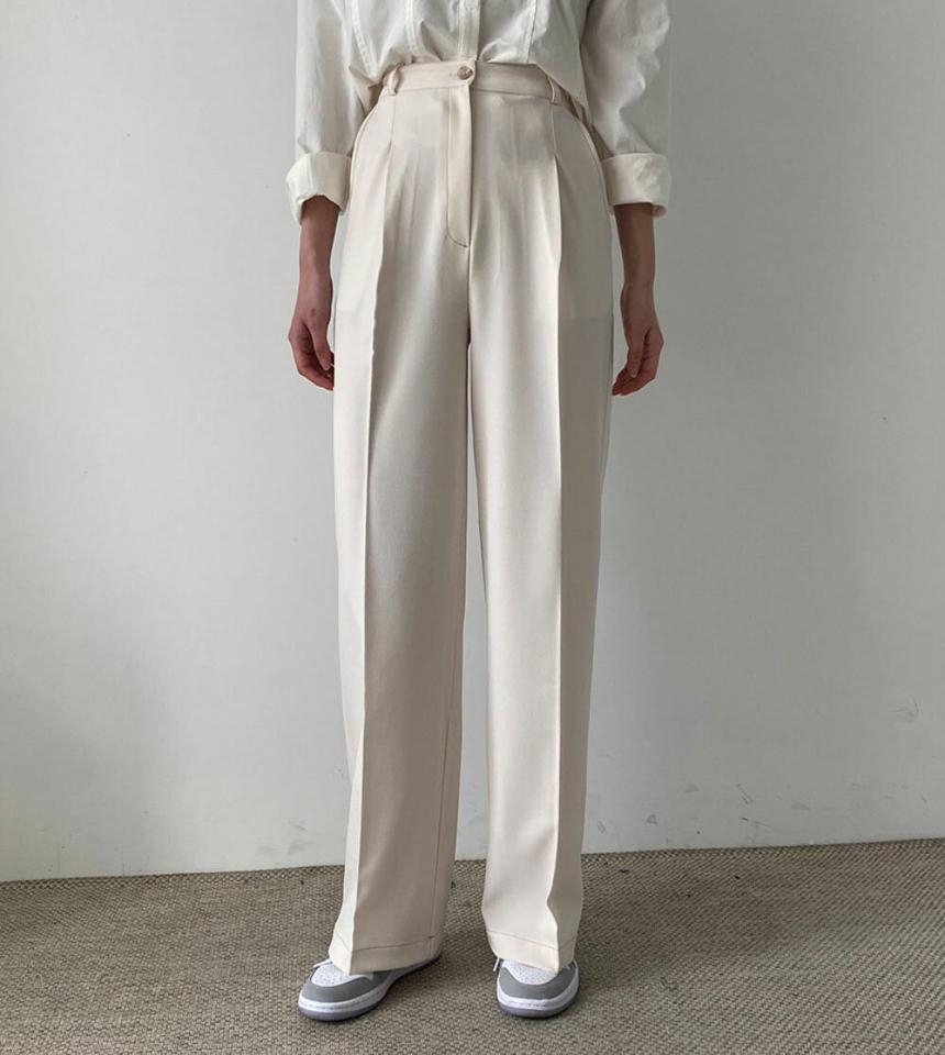 ワンタックワイドスラックス・p004555 レディース 【pt】パンツ ロング丈 単色 無地 シンプル ベーシック ワイド タック フルレングス オフィスカジュアル ラフ 春 夏 秋 カジュアル デイリー 韓国ファッション MKT