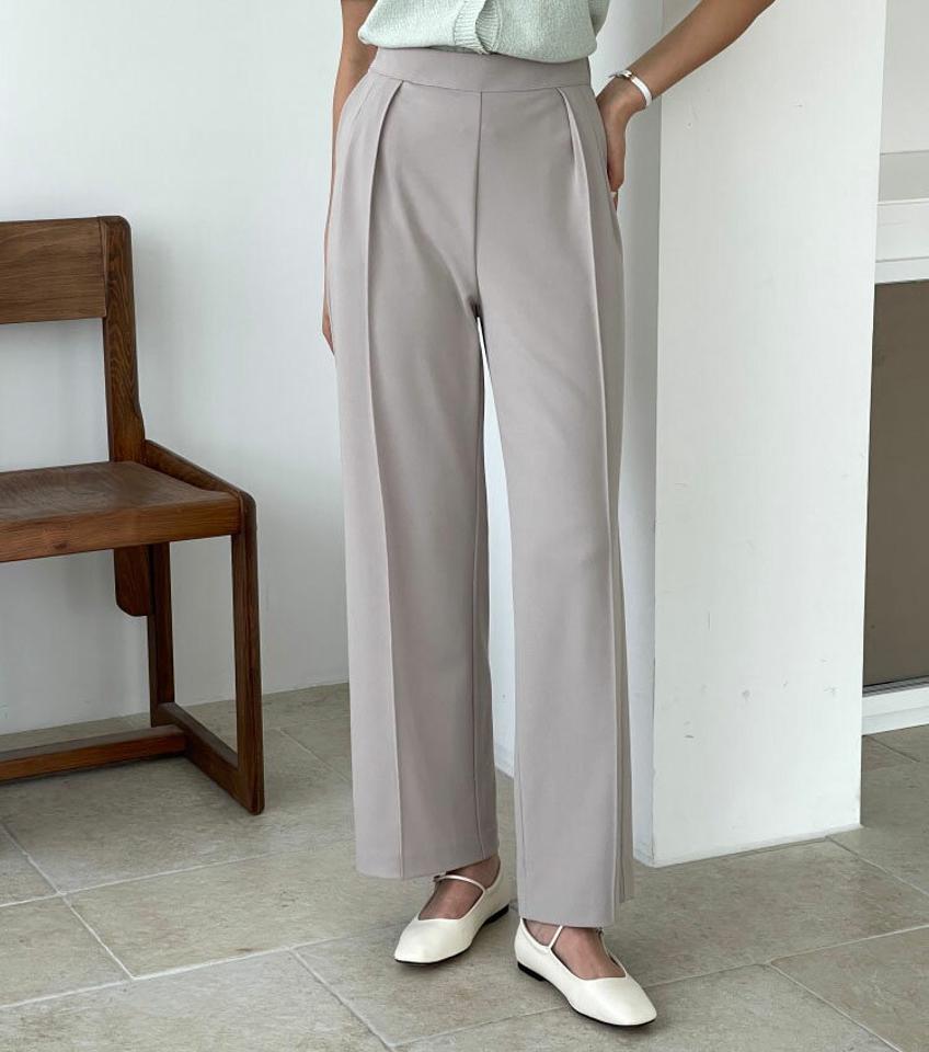 センタープレスイージースラックス・p004380 レディース 【pt】パンツ 単色 無地 シンプル ベーシック ロング丈 センタープレス イージー 楽ちん ウエストゴム 春 夏 パステル オフィスアカジュアル 大人 韓国ファッション MKT