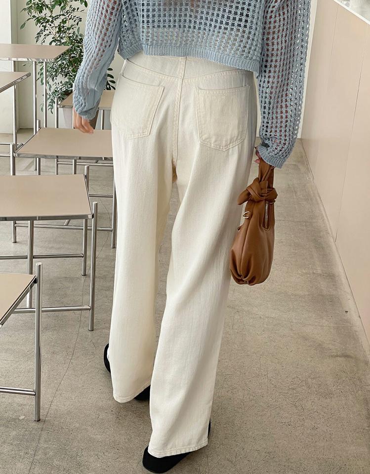 ツーボタンコットンワイドパンツ・t00554 レディース 【pt】 韓国ファッション ボトムス パンツ ロング丈 フルレングス ハイウエスト ツーボタン コットン 綿100 ワイド ルーズフィット 無地 シンプル デイリー 春 夏 カジュアル