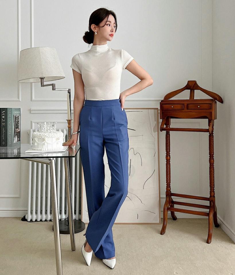 ダーツスリムストレートスラックス・p004486 レディース 【pt】パンツ ロング丈 単色 無地 シンプル ベーシック スラックス ダーツ スリム 細身 ストレート 春 夏 オフィスカジュアル きれいめ 大人 韓国ファッション MKT