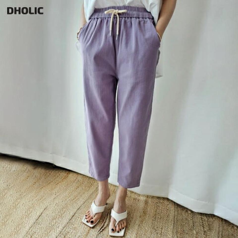 【10%OFF】ドロストテーパードポケットパンツ・p004483 レディース 【pt】パンツ ロング丈 単色 無地 シンプル ベーシック テーパード ドロスト ウエストゴム 春 夏 カジュアル ラフ パステル 爽やか カラーパンツ 韓国ファッション MKT kw