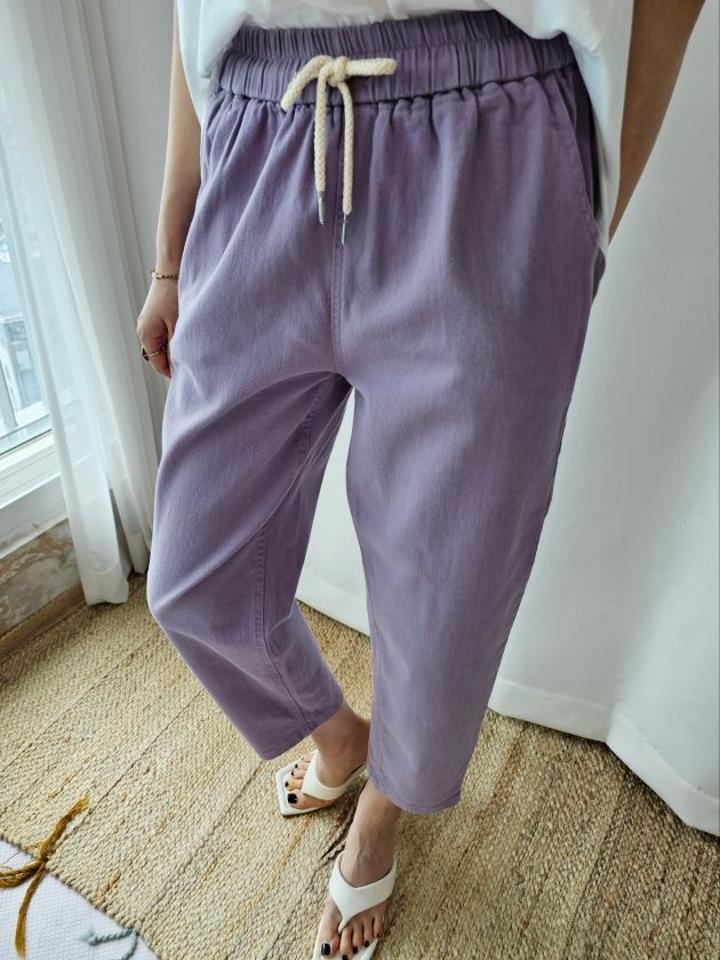 【10%OFF】ドロストテーパードポケットパンツ・p004483 レディース 【pt】パンツ ロング丈 単色 無地 シンプル ベーシック テーパード ドロスト ウエストゴム 春 夏 カジュアル ラフ パステル 爽やか カラーパンツ 韓国ファッション MKT kw