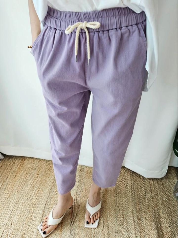 【10%OFF】ドロストテーパードポケットパンツ・p004483 レディース 【pt】パンツ ロング丈 単色 無地 シンプル ベーシック テーパード ドロスト ウエストゴム 春 夏 カジュアル ラフ パステル 爽やか カラーパンツ 韓国ファッション MKT kw