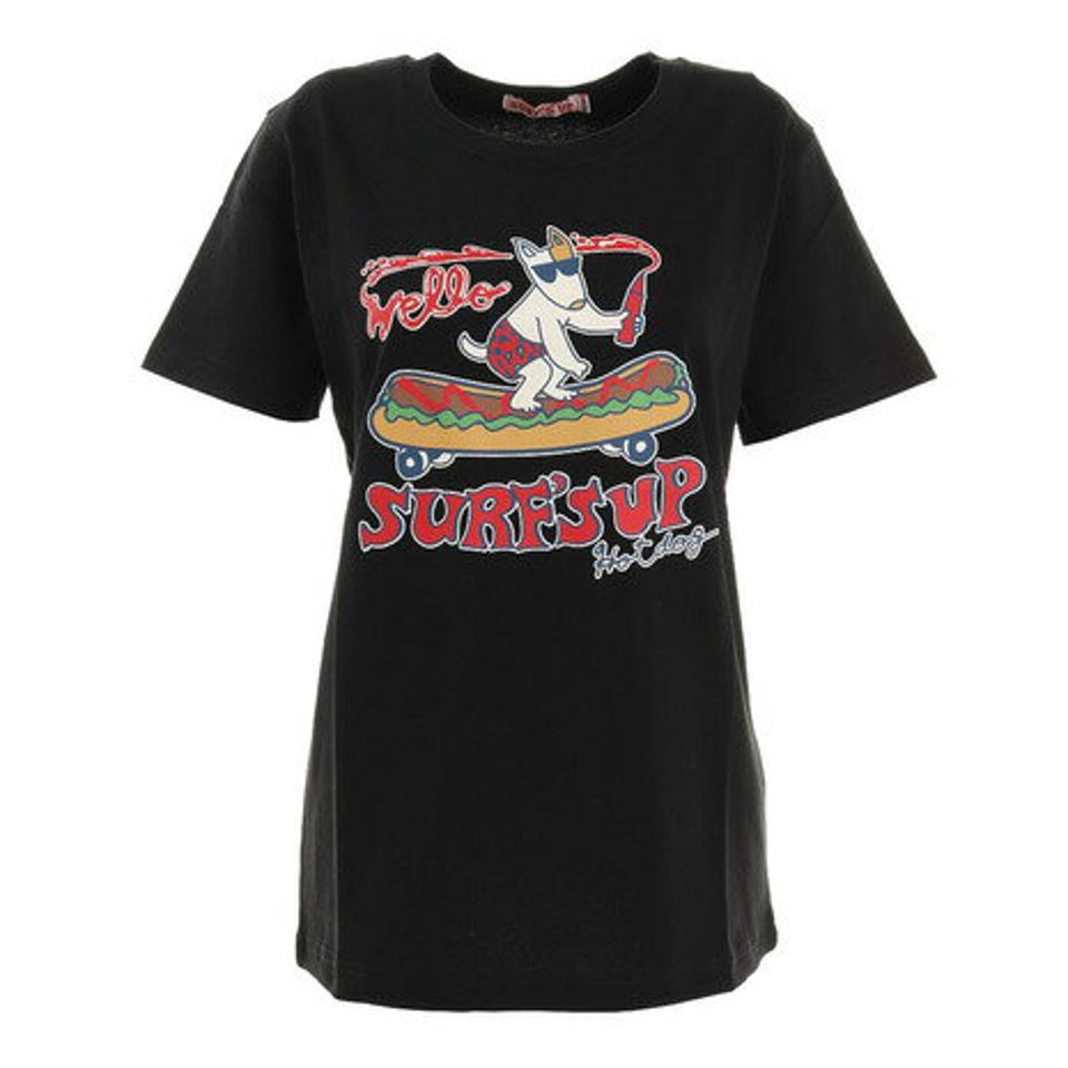 Surfs Up(Surfs Up)(レディース)Tシャツ レディース 半袖 プリントTシャツ ホットドッグ 212SU2ST153 BLK