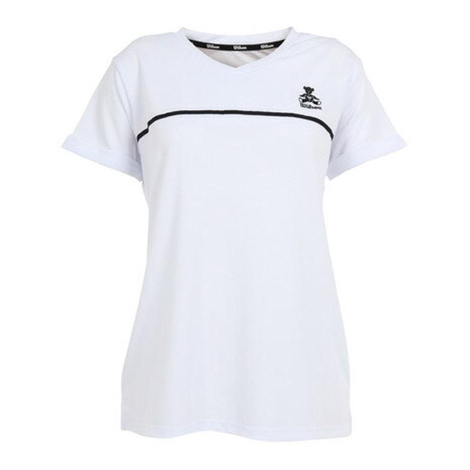 【4/15 24h限定 エントリー&対象3店舗以上買い回りで最大P10倍!】ウイルソン(Wilson)(レディース)テニスウェア レディース フェイクレイヤード 切替 Tシャツ 紫外線遮蔽率90%以上 UVカット 紫外線対策 吸水速乾 413261-WT