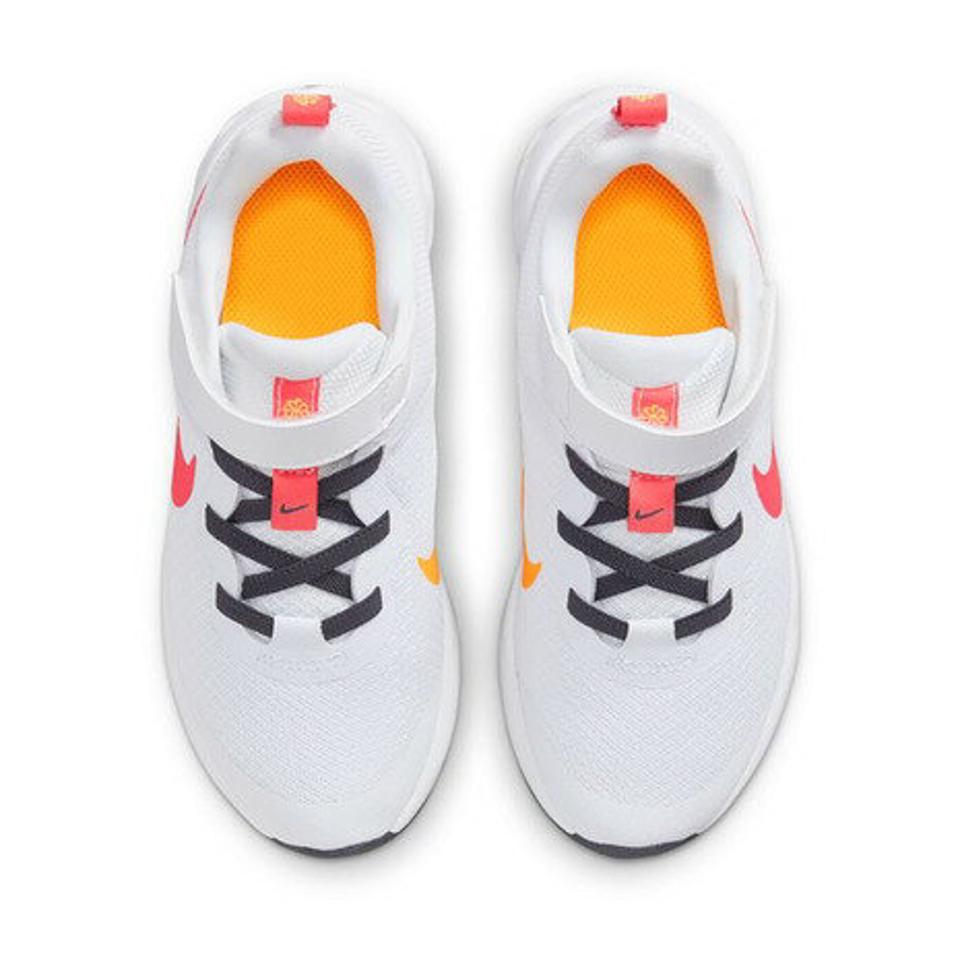 ナイキ（NIKE）（キッズ）ジュニアスポーツシューズ レボリューション 6 NN PSV ホワイト ピンク DD1095-101 スニーカー ベルクロ ベルト付き 登校 登園
