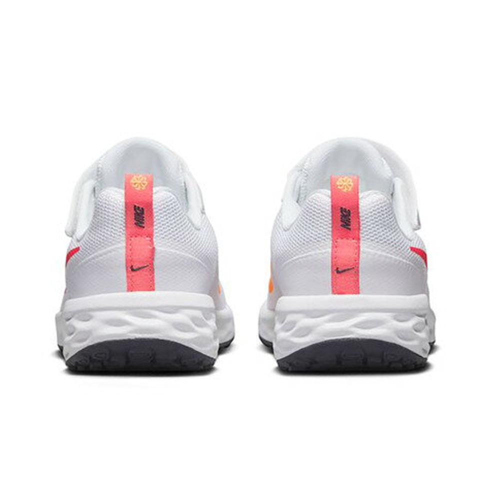 ナイキ（NIKE）（キッズ）ジュニアスポーツシューズ レボリューション 6 NN PSV ホワイト ピンク DD1095-101 スニーカー ベルクロ ベルト付き 登校 登園