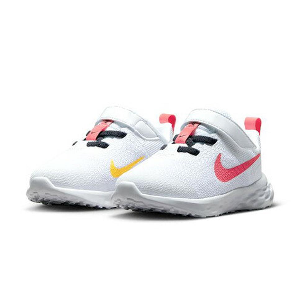 ナイキ（NIKE）（キッズ）ジュニアスポーツシューズ レボリューション 6 NN TDV ホワイト ピンク DD1094-101 スニーカー ベルクロ ファーストシューズ