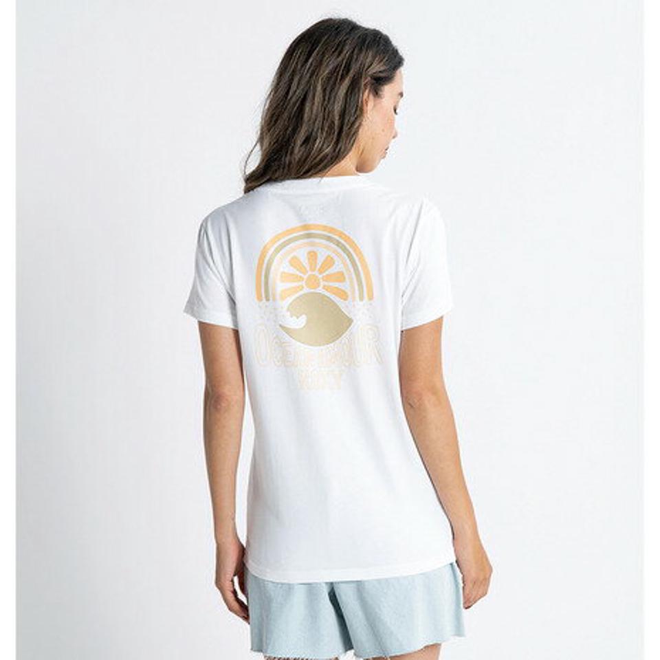 ロキシー(ROXY)(レディース)Tシャツ レディース RAINBOW SURF バックプリント 23SPRST231105WHT