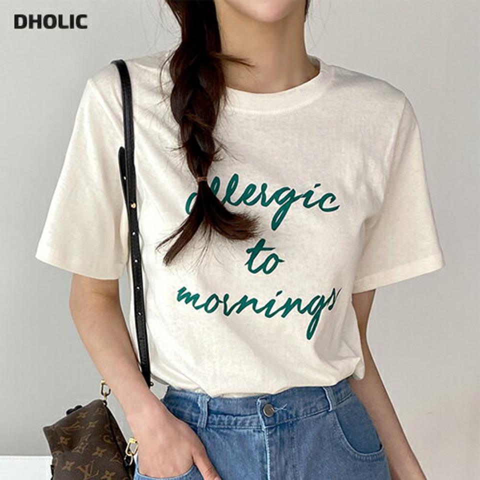 レタリングラウンド半袖Tシャツ・t01046 レディース 【tops】 韓国ファッション トップス Tシャツ ロゴT ロゴ ラウンドネック 半袖 ショート丈 レタリング 英字 英文 ナチュラルライン コットン 綿100 シンプル ベーシック デイリー 春 夏 カジュアル