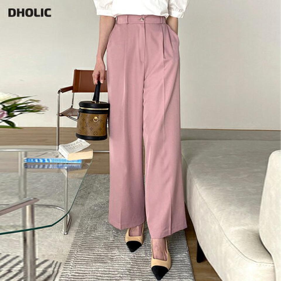 ワンタックイージースラックス・t01094 レディース 【pt】 韓国ファッション ボトムス パンツ スラックス ロング丈 ハイ上 ワンタック イージー バックウエストゴム ワイド ストレート 無地 オフィスカジュアル モード 春 夏 カジュアル