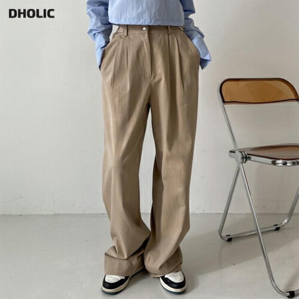 ベルトワイドコットンパンツ・p004722 レディース 【pt】パンツ ロング丈 ワイド チノパンツ 単色 無地 シンプル ベーシック ベルト タック フルレングス カジュアル ラフ 春 夏 秋 冬 韓国ファッション MKT