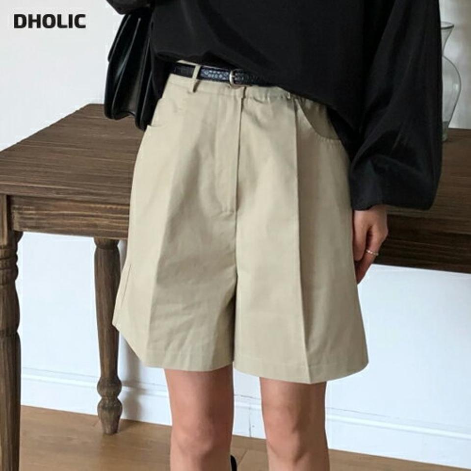 タックコットンハーフパンツ・p003896 レディース 【pt】パンツ ハーフ丈 ハーフパンツ 単色 無地 シンプル ベーシック 短パン ショーパン タック コットン 綿 パステル 春 夏 秋 カジュアル ラフ 韓国ファッション MKT