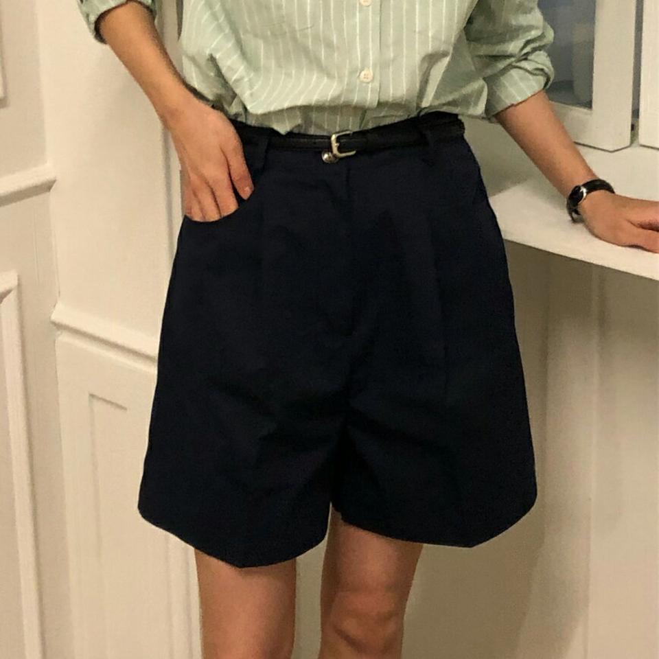 タックコットンハーフパンツ・p003896 レディース 【pt】パンツ ハーフ丈 ハーフパンツ 単色 無地 シンプル ベーシック 短パン ショーパン タック コットン 綿 パステル 春 夏 秋 カジュアル ラフ 韓国ファッション MKT