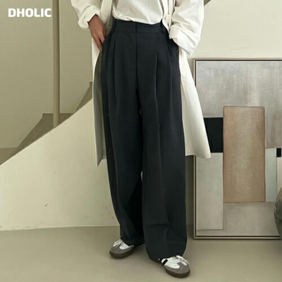 ツータックワイドスラックス・p003823 レディース 【pt】パンツ ロング丈 単色 無地 シンプル ベーシック ワイド ツータック ワイド フルレングス タック スラックス 春 秋 冬 カジュアル ラフ 韓国ファッション MKT