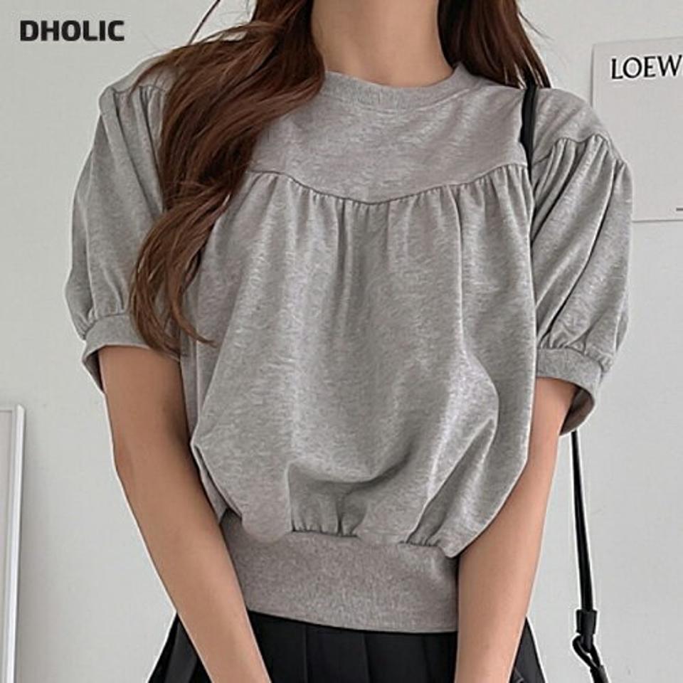 ギャザーコットン半袖Tシャツ・p004621 レディース 【tops】Tシャツ トップス 単色 無地 シンプル ベーシック 半袖 ギャザー コットン 綿 春 夏 カジュアル ラフ かわいい 可愛い キュート 韓国ファッション MKT