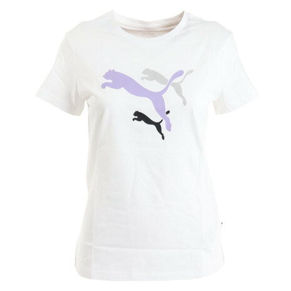 プーマ(PUMA)(レディース)半袖Tシャツ レディース 白 ESS+ LOGO POWER 675619 02 WHT