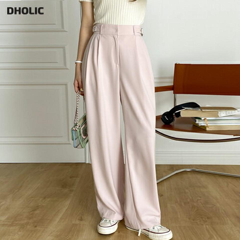 サイドベルトワイドスラックス・t00584 レディース 【pt】 韓国ファッション ボトムス パンツ ロング丈 フルレングス ハイウエスト サイドベルト ワイド ルーズフィット 無地 モード パステル ストリート お出かけ 春 夏 カジュアル