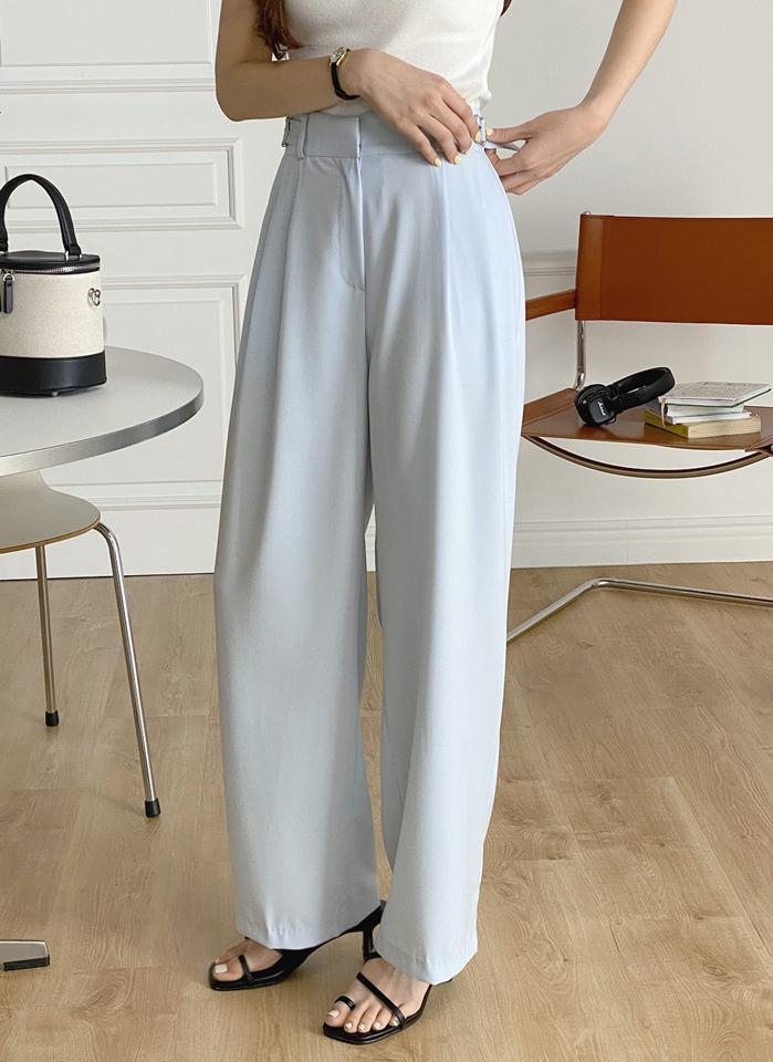 サイドベルトワイドスラックス・t00584 レディース 【pt】 韓国ファッション ボトムス パンツ ロング丈 フルレングス ハイウエスト サイドベルト ワイド ルーズフィット 無地 モード パステル ストリート お出かけ 春 夏 カジュアル