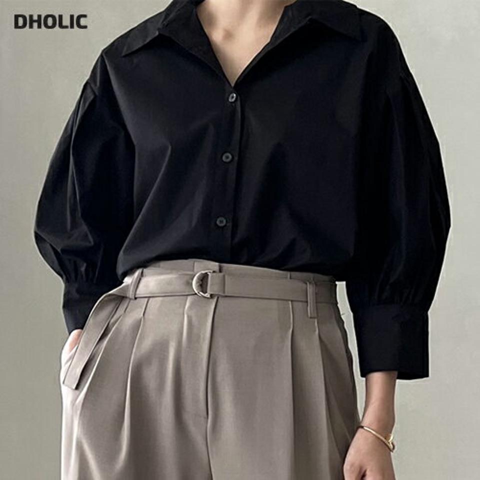 タックスリーブ6分袖シャツ・p004581 レディース 【tops】トップス シャツ 六分袖 6分袖 長袖 単色 無地 シンプル ベーシック タック ドロップショルダー 春 秋 大人 オフィス オフィスカジュアル 韓国ファッション MKT