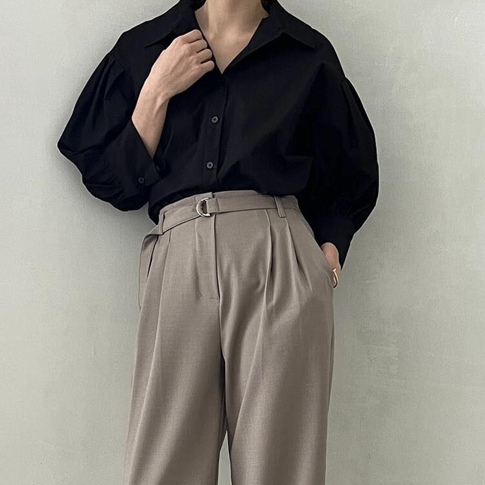 タックスリーブ6分袖シャツ・p004581 レディース 【tops】トップス シャツ 六分袖 6分袖 長袖 単色 無地 シンプル ベーシック タック ドロップショルダー 春 秋 大人 オフィス オフィスカジュアル 韓国ファッション MKT